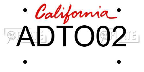ADTO02 California License Plate
