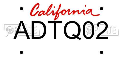 ADTQ02 California License Plate