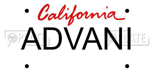 ADVANI California License Plate