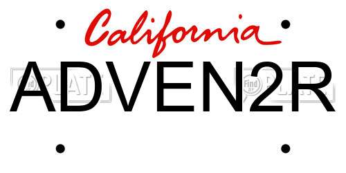 ADVEN2R California License Plate
