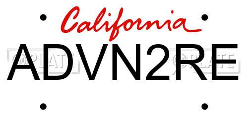 ADVN2RE California License Plate