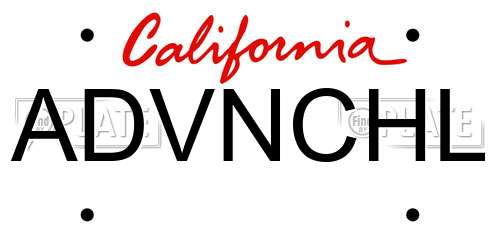 ADVNCHL California License Plate