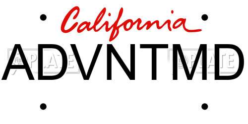 ADVNTMD California License Plate