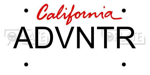 ADVNTR California License Plate