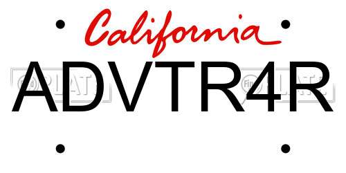 ADVTR4R California License Plate