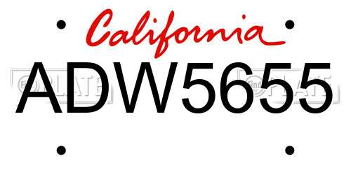 ADW5655 California License Plate