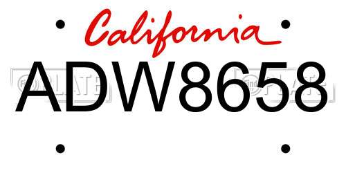 ADW8658 California License Plate