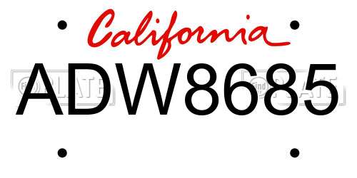 ADW8685 California License Plate