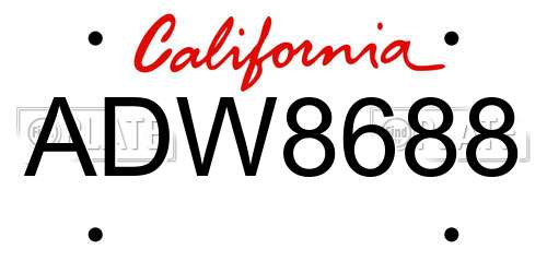 ADW8688 California License Plate