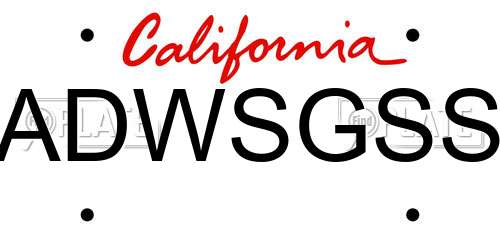 ADWSGSS California License Plate