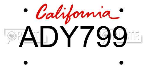 ADY799 California License Plate