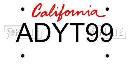 ADYT99 California License Plate