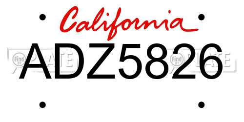 ADZ5826 California License Plate