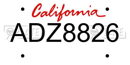 ADZ8826 California License Plate