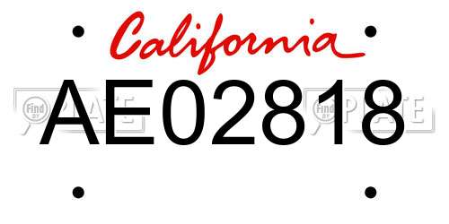 AE02818 California License Plate