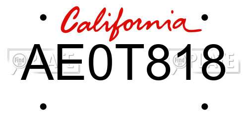 AE0T818 California License Plate