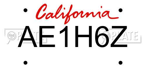 AE1H6Z California License Plate