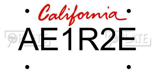 AE1R2E California License Plate