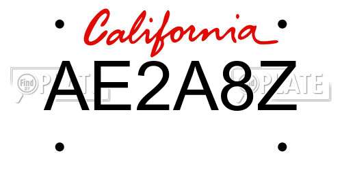 AE2A8Z California License Plate