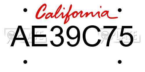 AE39C75 California License Plate