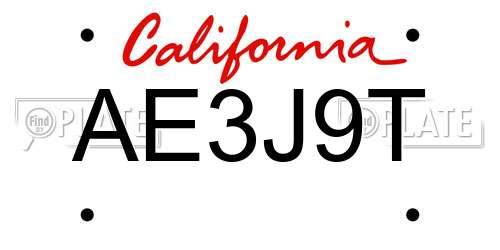 AE3J9T California License Plate