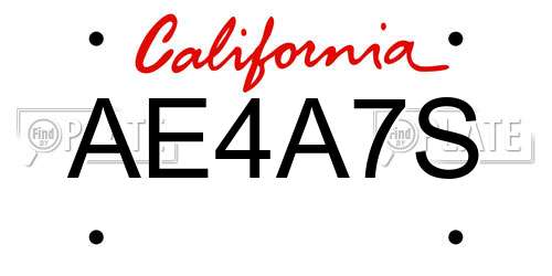 AE4A7S California License Plate