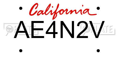AE4N2V California License Plate