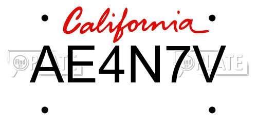 AE4N7V California License Plate