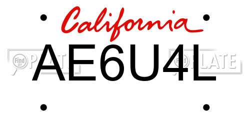 AE6U4L California License Plate