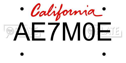 AE7M0E California License Plate