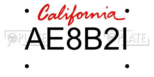 AE8B2I California License Plate