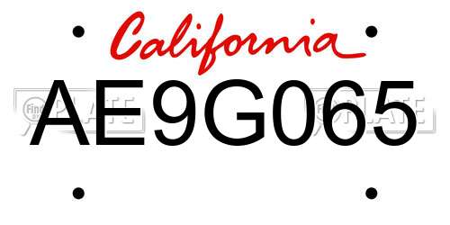 AE9G065 California License Plate