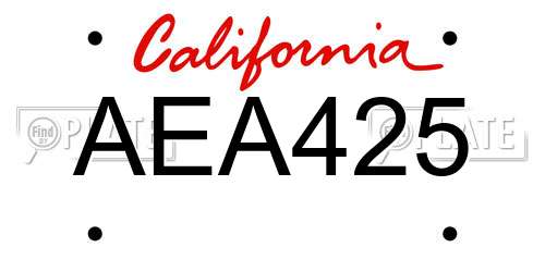 AEA425 California License Plate