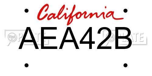 AEA42B California License Plate