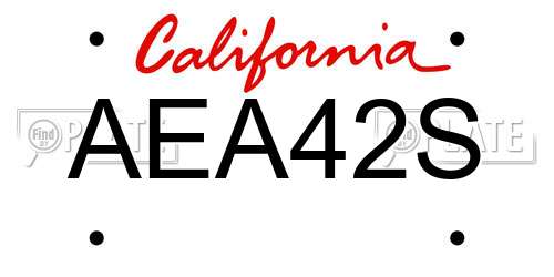 AEA42S California License Plate