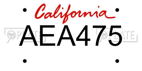 AEA475 California License Plate