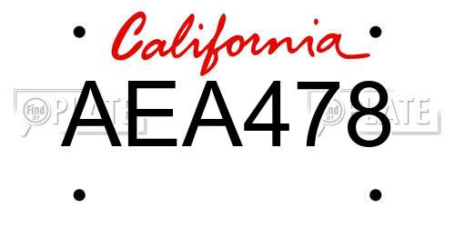 AEA478 California License Plate