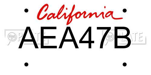 AEA47B California License Plate