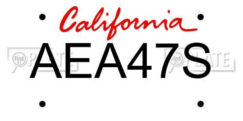 AEA47S California License Plate