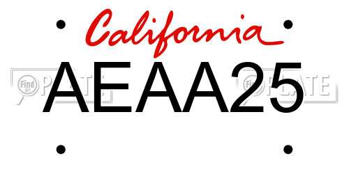 AEAA25 California License Plate