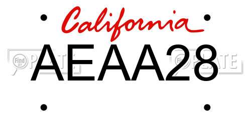 AEAA28 California License Plate
