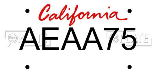 AEAA75 California License Plate
