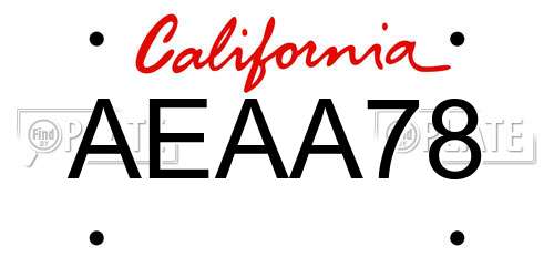 AEAA78 California License Plate