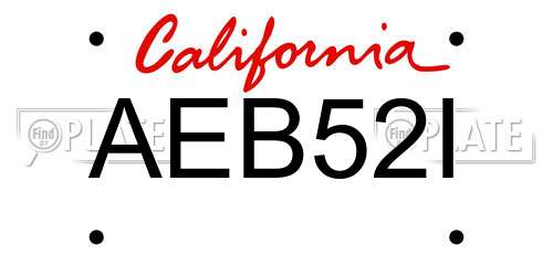 AEB52I California License Plate