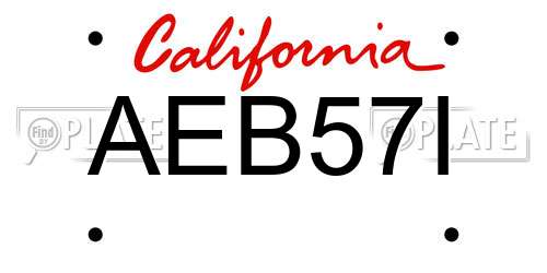 AEB57I California License Plate