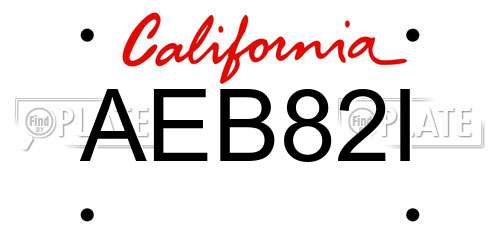 AEB82I California License Plate