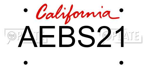 AEBS21 California License Plate