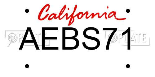 AEBS71 California License Plate
