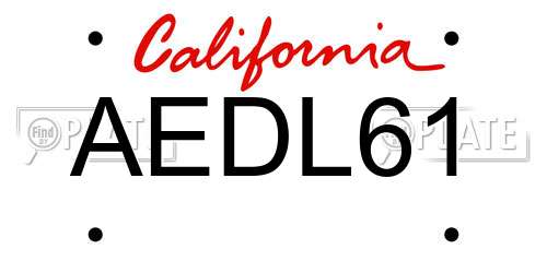 AEDL61 California License Plate