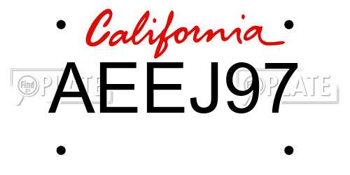 AEEJ97 California License Plate